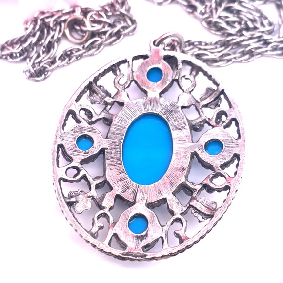 Faux Turquoise Pendant Necklace 24” - Picture 4 of 7